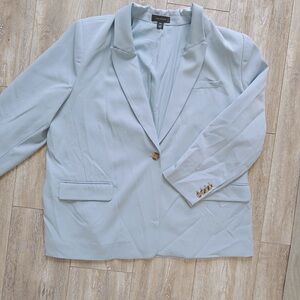 NWT Halogen Oversized Jacket Soft Blue One button Women's Blazer